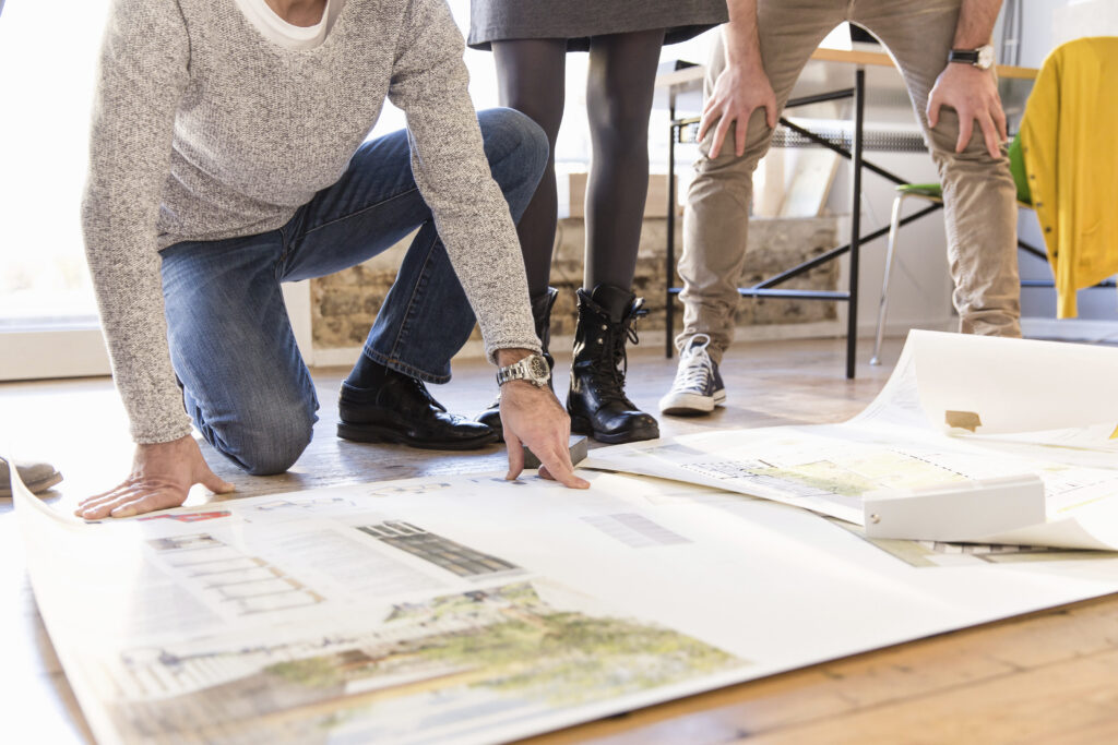 Designers looking at landscaping plans