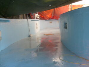 Hanmer Lazy River being lined with Fibreglass