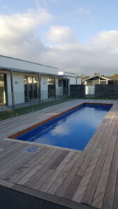 Lap pool timber deck surround