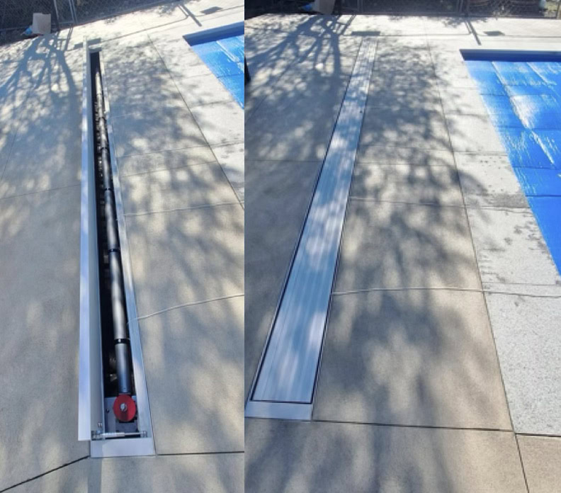 Underground pool cover storage