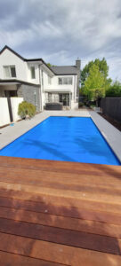 A pool installation in a small back yard