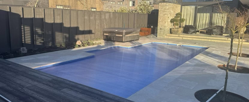 slat cover installed on Emperor pool with wet-pit (near end)