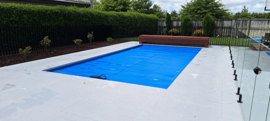 Refreshed back yard with Bermuda Pool